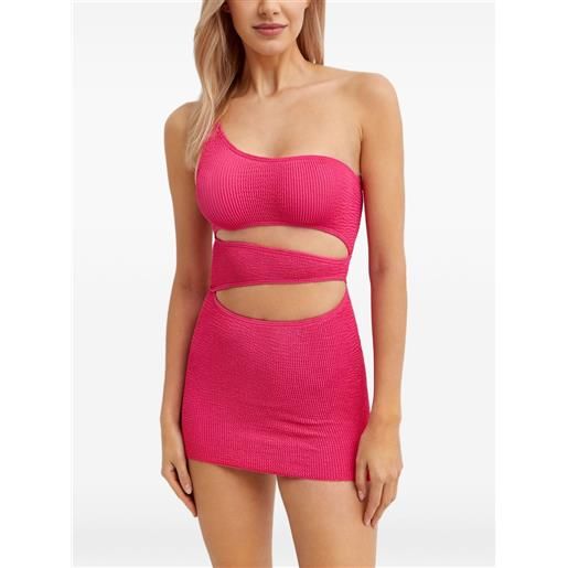 Bond-eye abito corto rico asimmetrico con cut-out - rosa