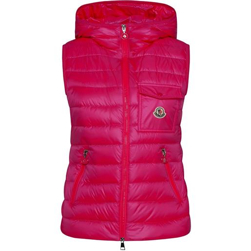 Moncler gilet glygos trapuntato con cappuccio - rosa