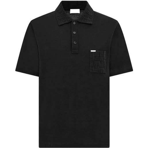 Ferragamo polo jacquard con taschino - nero