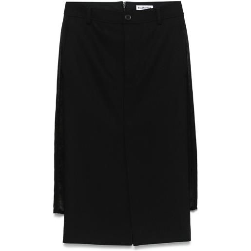Balenciaga gonna midi con design a strati - nero