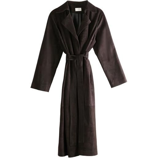 The Row cappotto monopetto in pelle scamosciata - marrone