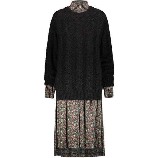 Junya Watanabe abito midi a fiori - nero