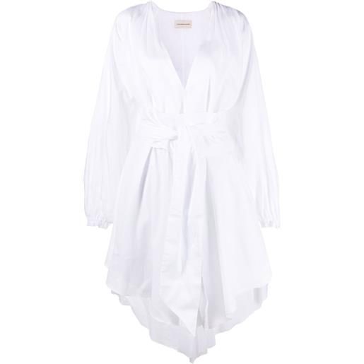 Alexandre Vauthier abito midi a maniche lunghe con ruches - bianco