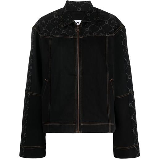 Marine Serre giacca denim con stampa luna crescente - nero