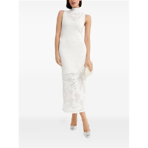 Hervé Léger abito midi a collo alto - bianco