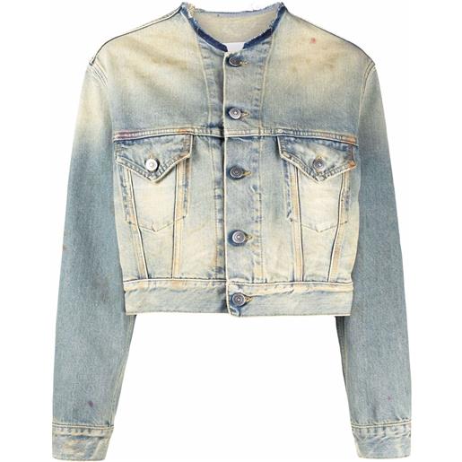 Maison Margiela giacca denim con effetto vissuto - blu