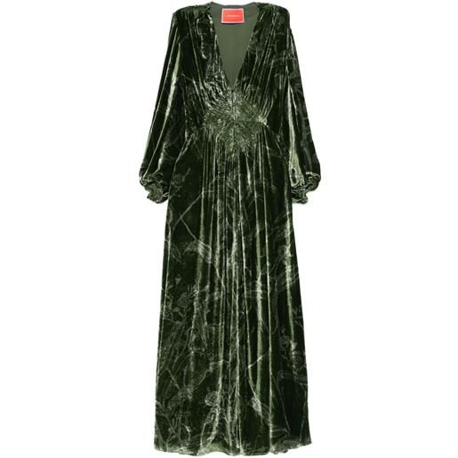 La DoubleJ abito in velluto con scollo a v - verde