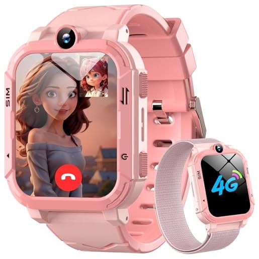Blackview smartwatch per bambini, smartwatch con chiamate gps 4g, chat vocale, videochiamata, sos, gioco, fotocamera, calcolatrice, contapassi, sveglia, per ragazzi e ragazze, batteria da 800 m. Ah