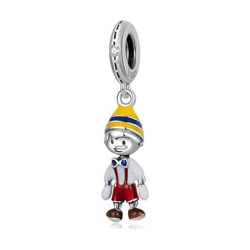 LES FOLIES DI PAOLA GRIECO charm pinocchio fiaba collodi burattino di legno geppetto per disney ciondolo pendente in argento 925 - les folies per pandora
