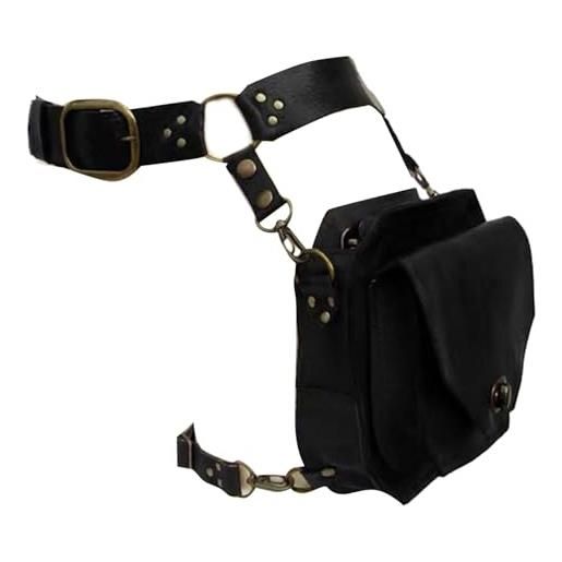 TERNCOEW medievale cintura vita drop leg bag steampunk pack coscia pelle moto cintura drop leg differenze di colore, nero , bellezza di massa
