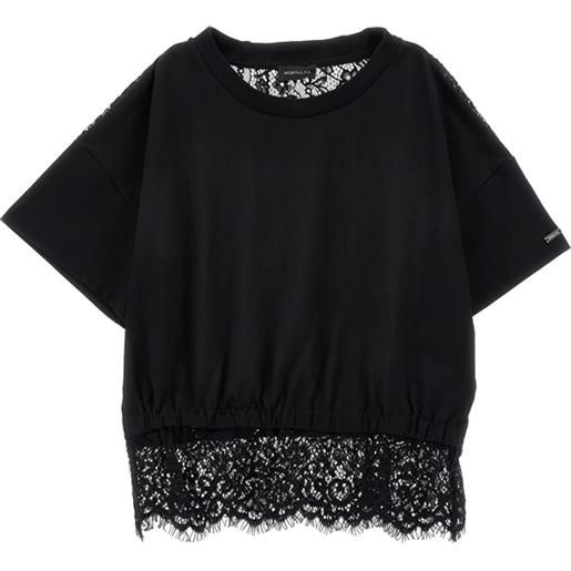 Monnalisa t-shirt cropped con pizzo