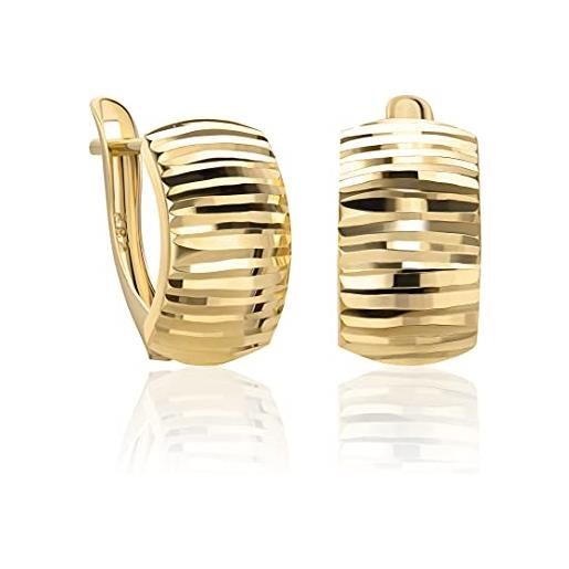 Carissima Orecchini a Goccia con Foglia e Catena Taglio Diamante da 8.5mm x 60mm in Oro Giallo 9 ct da Donna