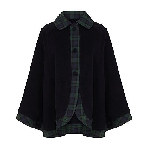 Oxfords Cashmere mantella in tartan, orologio nero, taglia unica