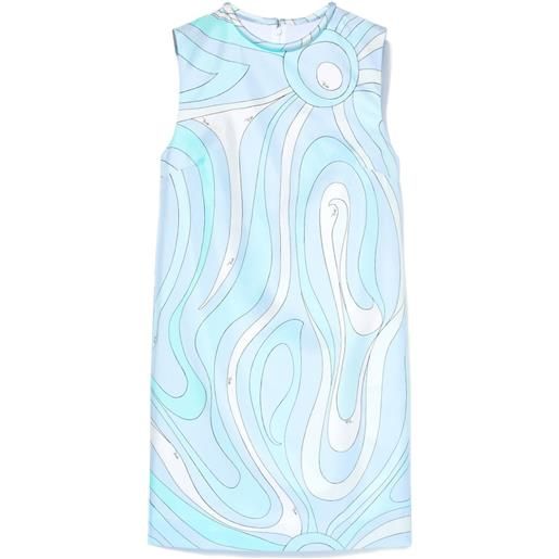 PUCCI abito corto in seta con stampa marmo - blu