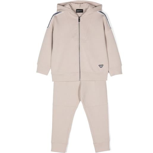 Emporio Armani Kids tuta sportiva con stampa eagle - toni neutri