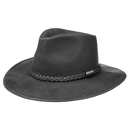 Stetson cappello western buffalo leather donna/uomo - rodeo da cowboy con fascia in pelle estate estate/inverno - m (56-57 cm) nero