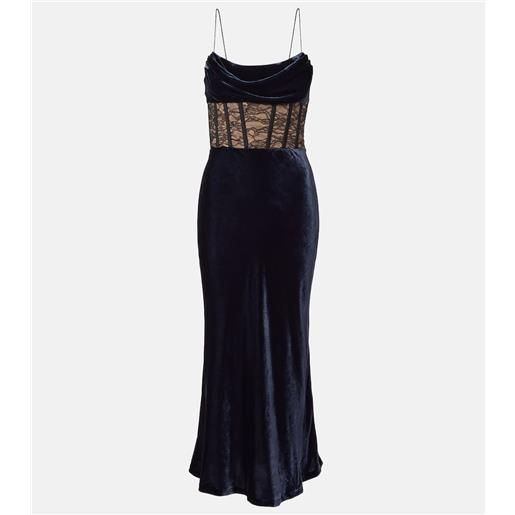 Rebecca Vallance abito bustier minerva in velluto con pizzo