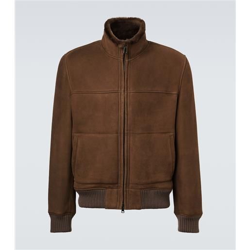 Thom Sweeney bomber in suede con fodera in shearling