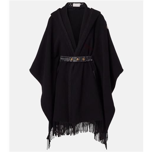 Moncler mantella in lana vergine con frange