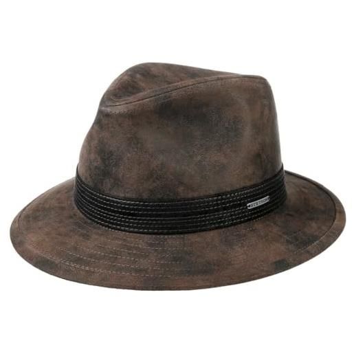 Stetson cappello in pelle jacky pigskin uomo - da con fodera autunno estate primavera inverno estate/inverno - l (58-59 cm) marrone