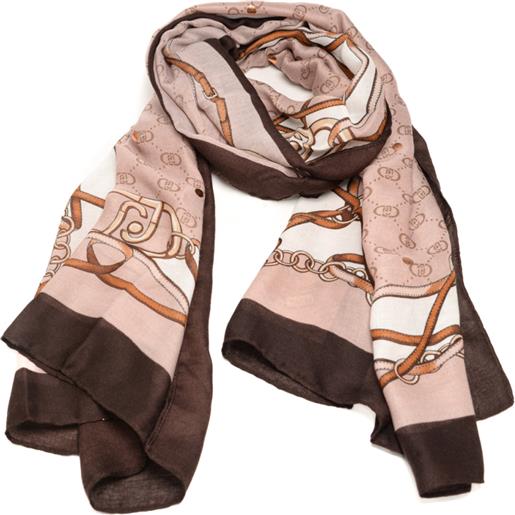 Liu Jo foulard da donna con stampa catene e logo monogram naturale
