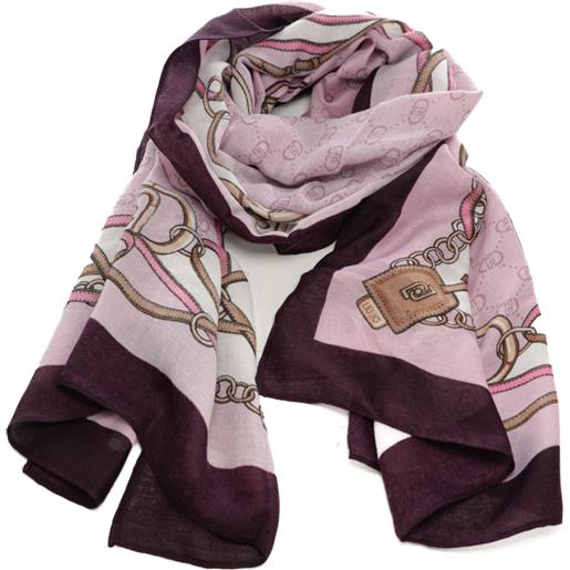 Liu Jo foulard da donna con stampa catene e logo monogram fragrant lilla