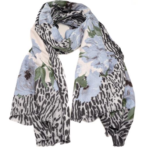 Liu Jo sciarpa foulard da donna con dettagli animalier e floreali denim chiaro