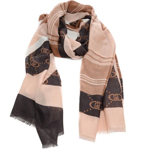 Liu Jo sciarpa foulard da donna con dettagli a contrasto e pattern logo monogram moro chiaro