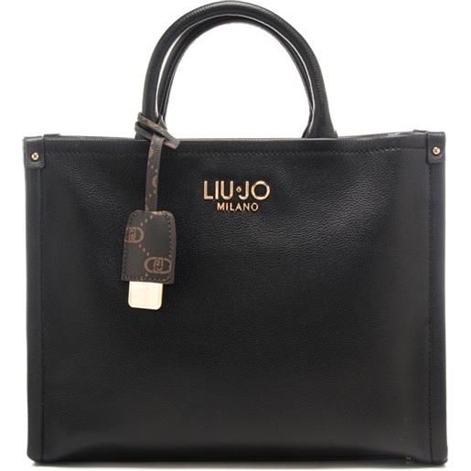 Liu Jo borsa a mano da donna con portachiavi pattern logo monogram in dotazione nera