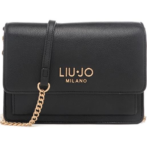 Liu Jo borsa a tracolla da donna con logo lettering in metallo sul davanti nera