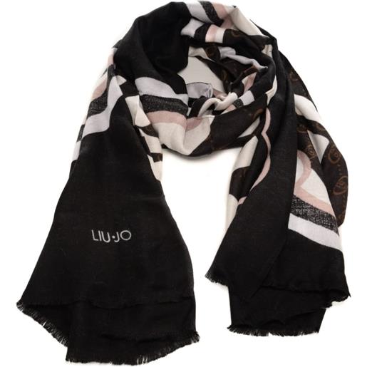 Liu Jo sciarpa foulard da donna con dettagli a contrasto colore e logo monogram nera