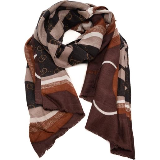 Liu Jo sciarpa foulard da donna con dettagli a contrasto colore e logo monogram naturale