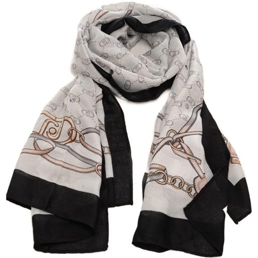 Liu Jo foulard da donna con stampa catene e logo monogram grigio chiaccio