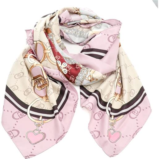 Liu Jo sciarpa foulard da donna con stampa a fantasia cuore e logo monogram fragrant