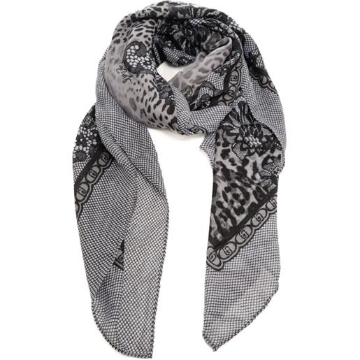Liu Jo sciarpa foulard da donna con stampa a fantasia animalier e e pois nero