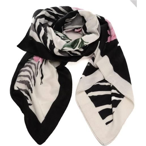 Liu Jo sciarpa foulard da donna con stampa a fantasia animalier e fiori nera