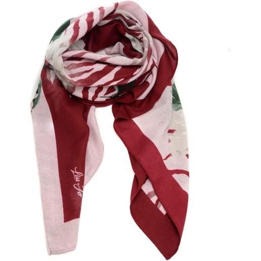 Liu Jo sciarpa foulard da donna con stampa a fantasia animalier e fiori lampone