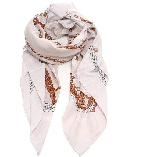 Liu Jo sciarpa foulard con stampa catene e logo naturale