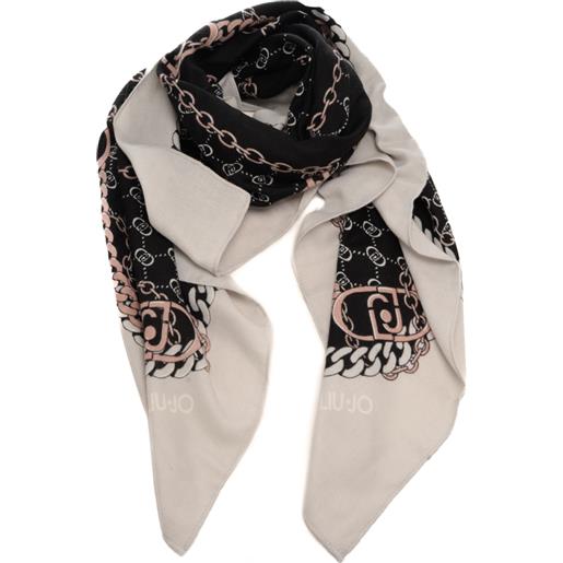Liu Jo sciarpa foulard con stampa catene e logo nero
