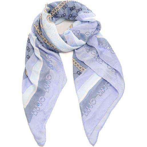 Liu Jo sciarpa foulard da donna con multi logo lettering light denim