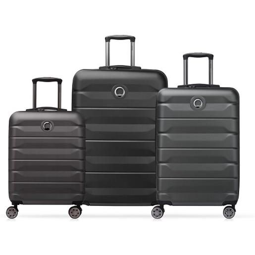 Delsey Paris air armour 4 ruote set di valigie 3 pezzi con piega di espansione grigio