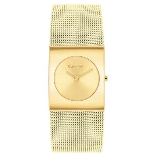Calvin Klein orologio analogico al quarzo da donna collezione ck pulse con cinturino in maglia metallica in acciaio inossidabile di colore dorato - 25100062