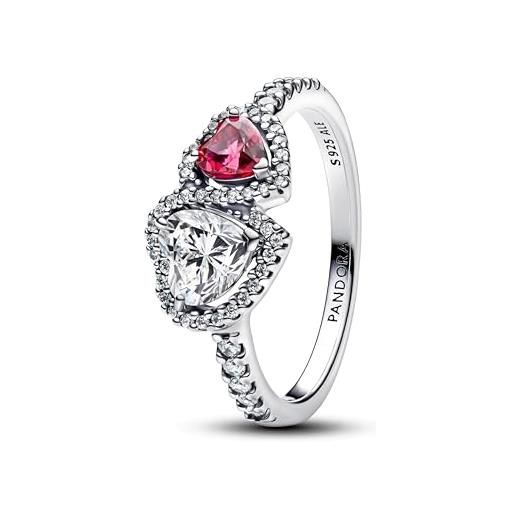 PANDORA anello da donna in argento halo cuore 193662c01, 58/18,5, argento sterling, zirconia cubica