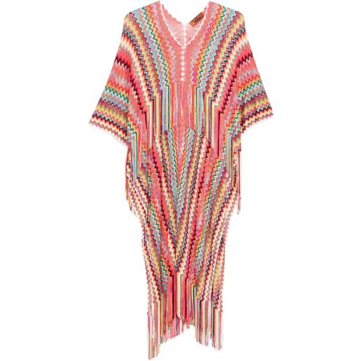 Missoni poncho in maglia con motivo chevron - arancione