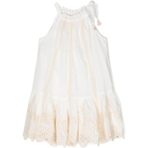 ZIMMERMANN Kids abito a fiori clover con balza - bianco