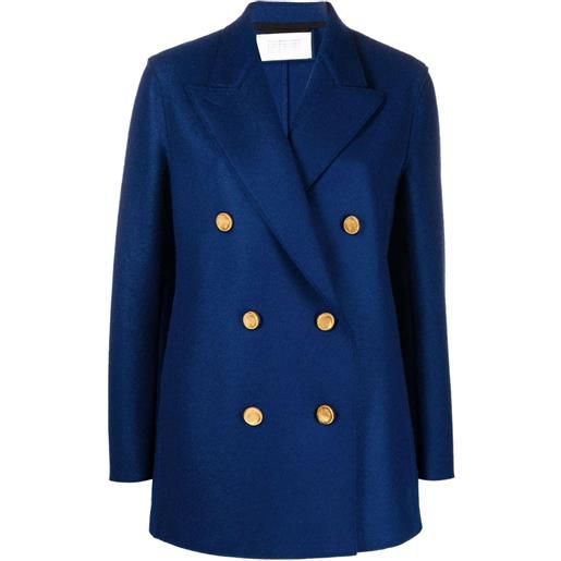 Harris Wharf London cappotto doppiopetto in lana - blu