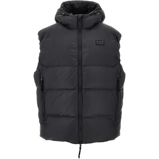 Ea7 Emporio Armani gilet con cappuccio - nero