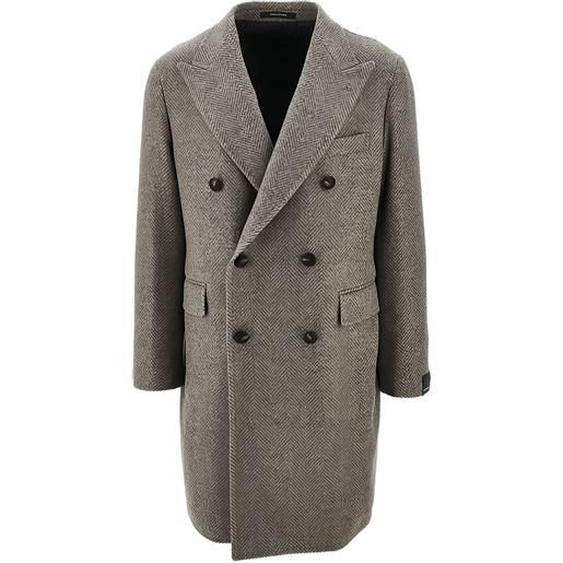 Tagliatore cappotto doppiopetto a spina di pesce - grigio