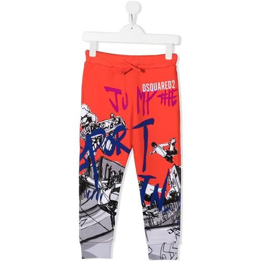 DSQUARED2 KIDS leggings con stampa grafica - arancione