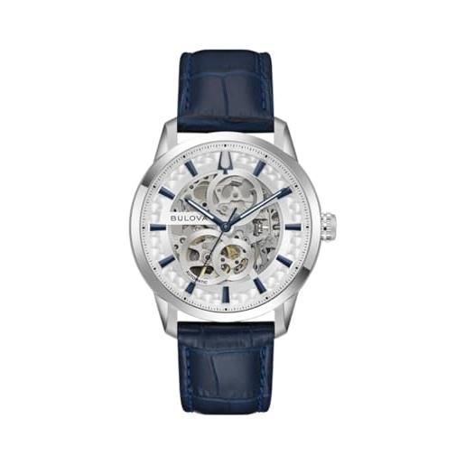 Bulova orologio uomo automatico sutton skeleton blu